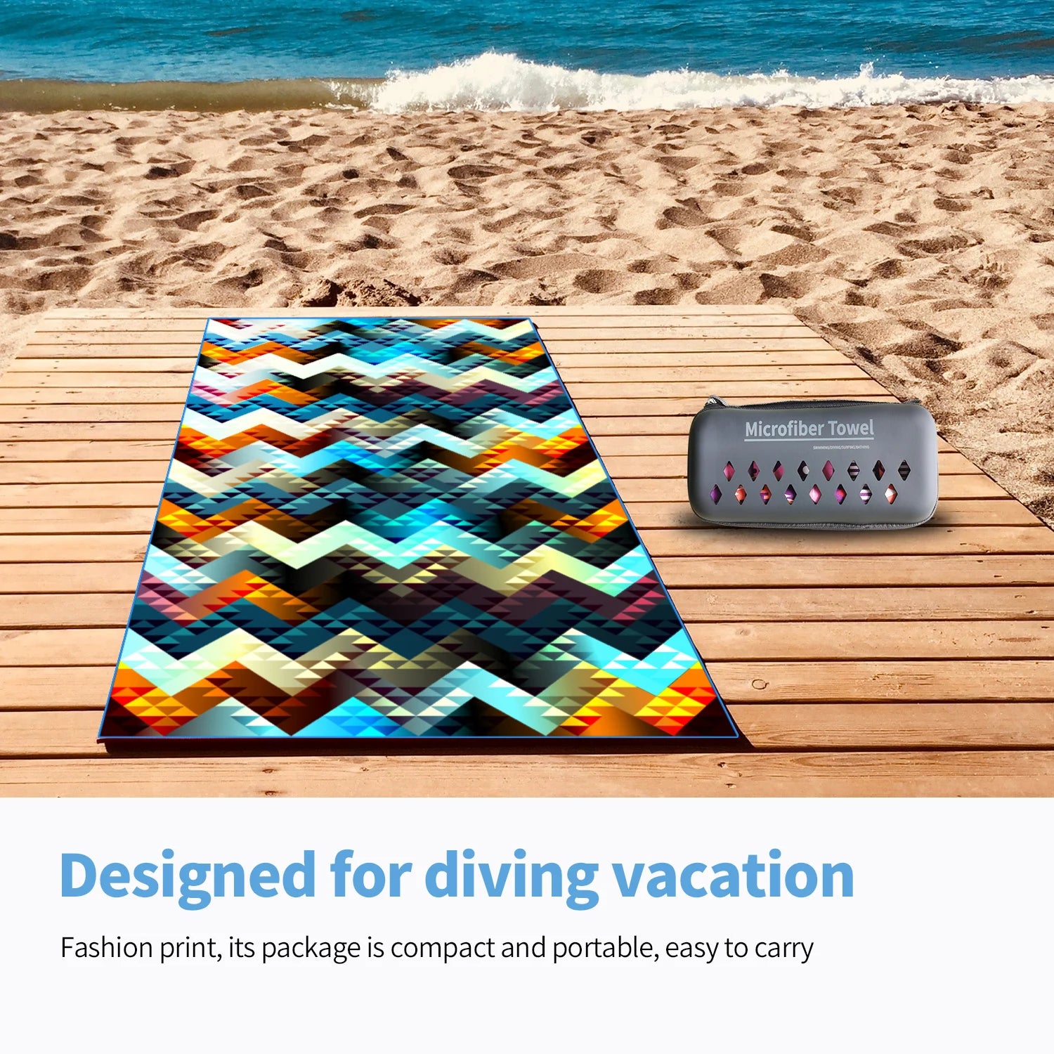 Serviettes de plage en microfibre - Ultra légères et séchage rapide + Boite de rangement