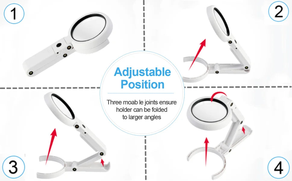 Loupe de bureau pliable LED 2 EN 1 - Zoom 30X 10X