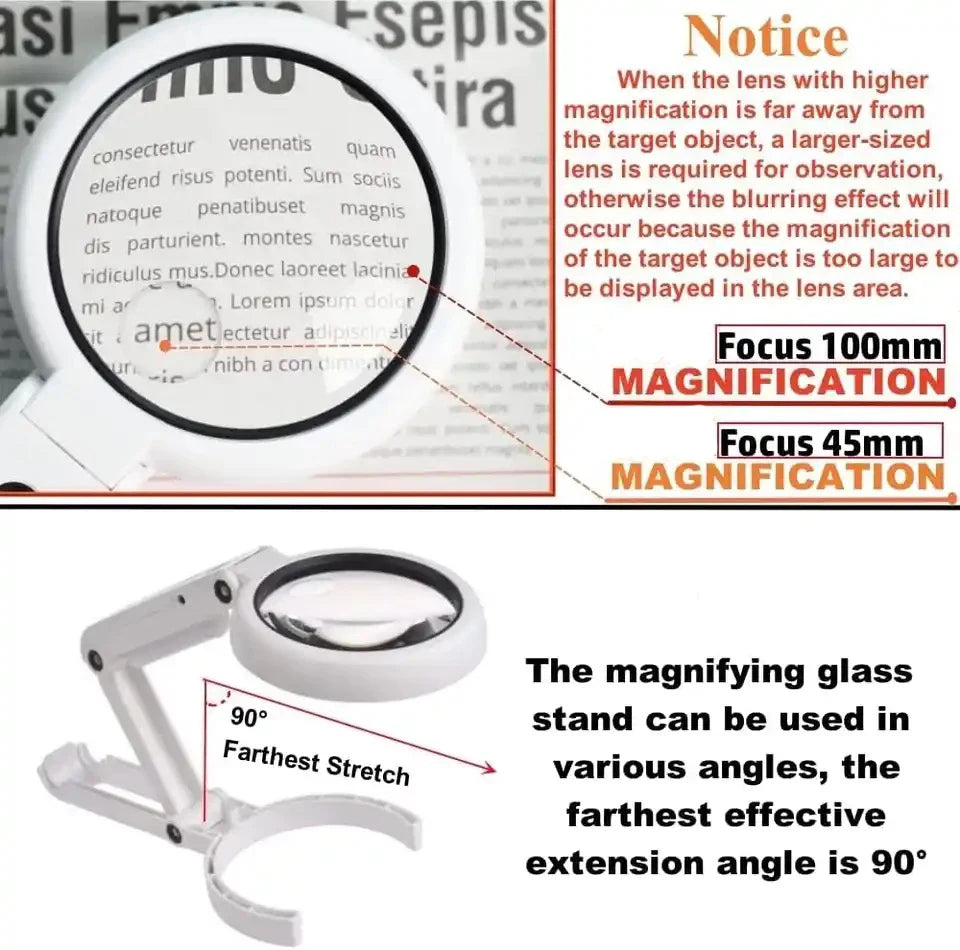Loupe de bureau pliable LED 2 EN 1 - Zoom 30X 10X