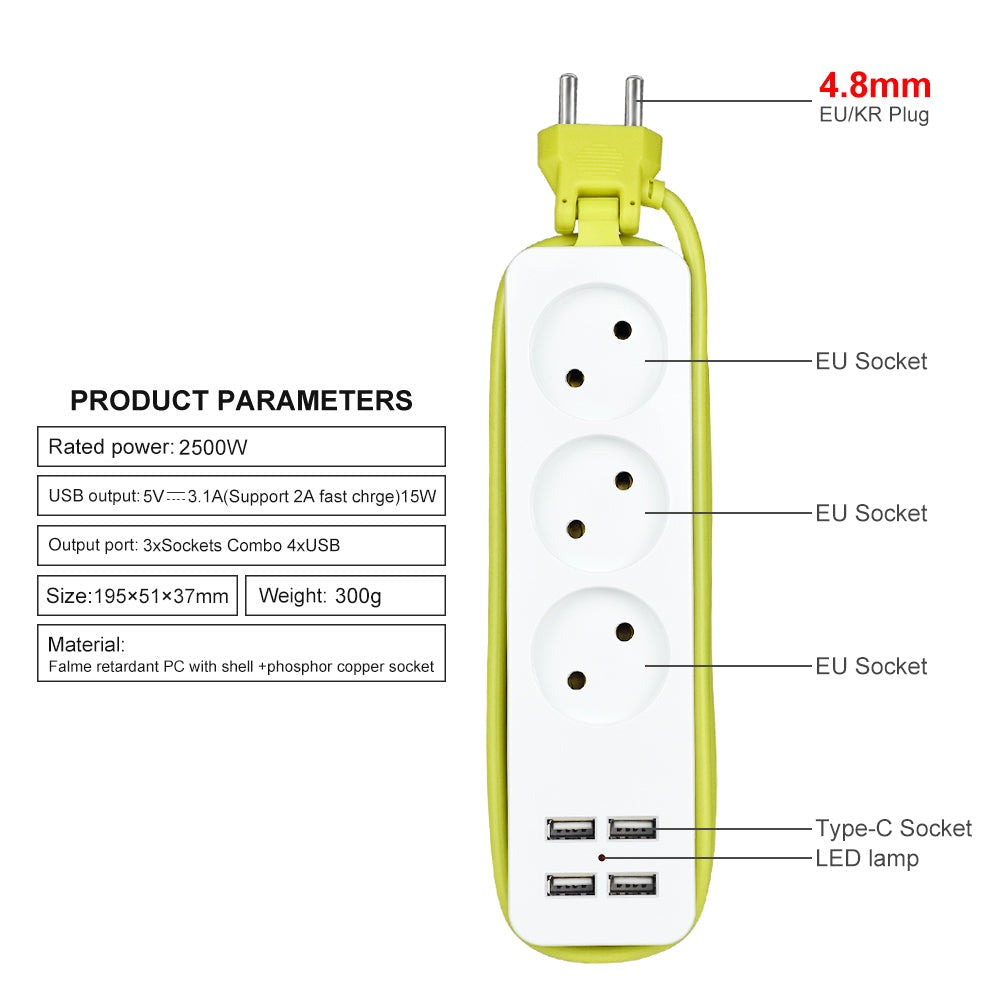 Rallonge multiprise USB - 1.5 mètres
