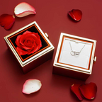 Coffret Rose éternelle avec Collier Cœurs