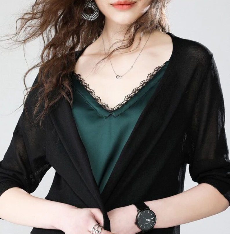 Cardigan long à maille fine