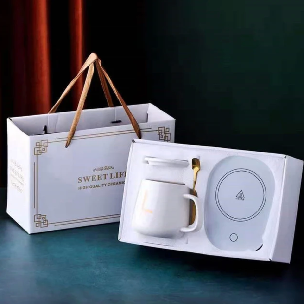 Ensemble Mug + Chauffe Tasse USB - Idée Cadeau