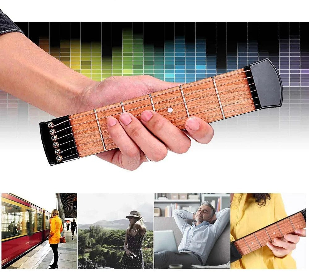Guitare de poche à 6 broches - Portable - Entraîneur de doigt