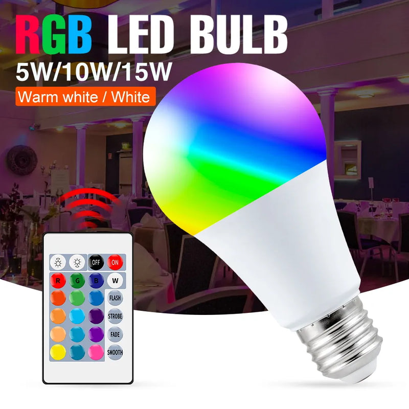 Ampoule LED 15W - 16 Couleurs RGB à Intensité Variable
