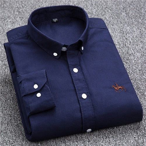 Men's long-sleeve Oxford cotton shirt