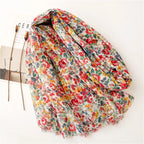 Foulard Printanier en Viscose à imprimé et pompoms
