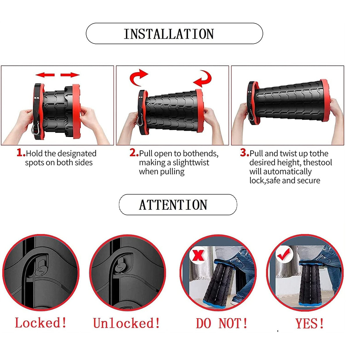 Tabouret télescopique