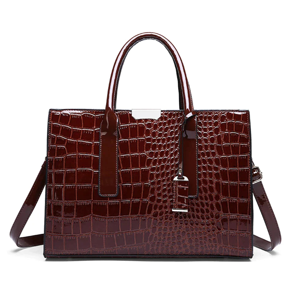 Ensemble Sac cabas croco avec porte-feuille et porte-carte