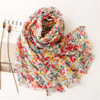 Foulard Printanier en Viscose à imprimé et pompoms