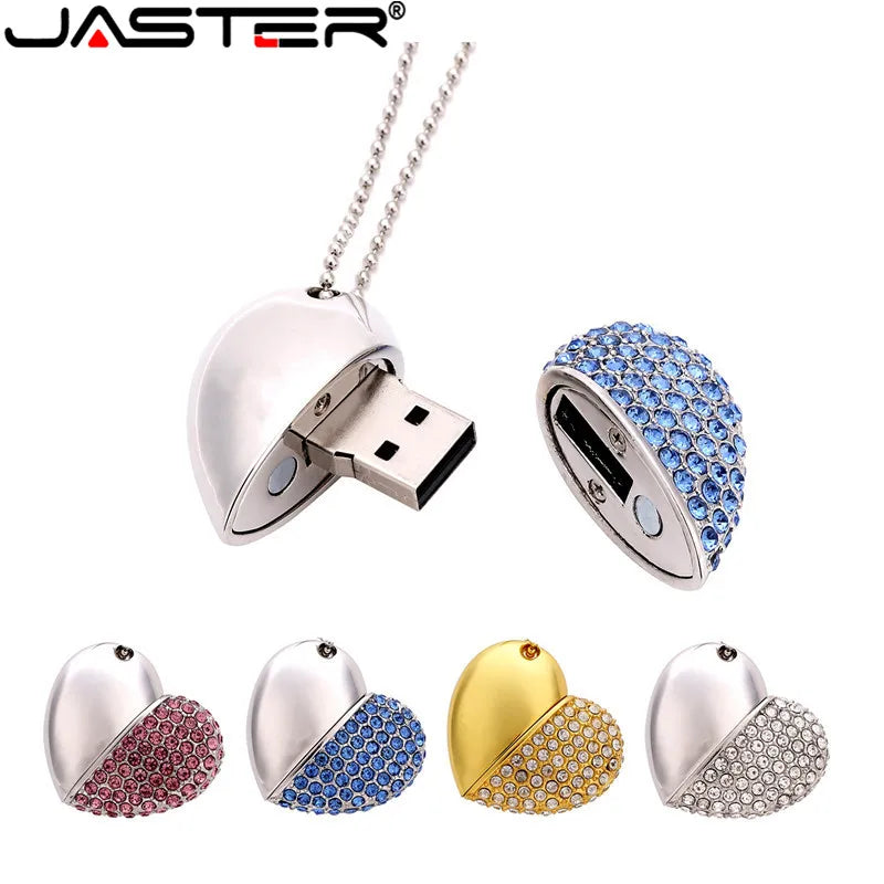 Collier Coeur USB Flash 2 en 1 - Jusqu'à 128GB