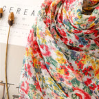 Foulard Printanier en Viscose à imprimé et pompoms