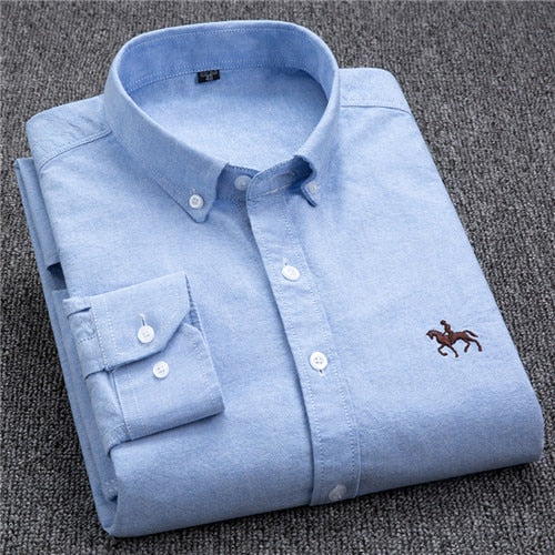 Men's long-sleeve Oxford cotton shirt
