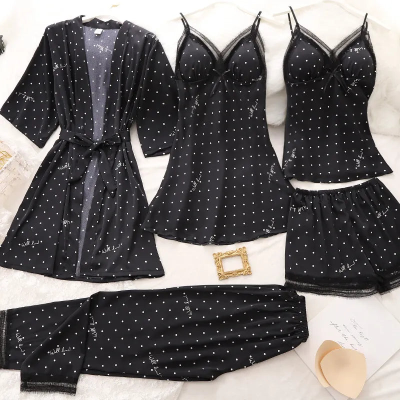 Ensemble de Pyjama 5PCS en satin