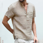 Linen Grandad Collar Shirt