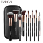 Lot de 12 Pinceaux de maquillage PRO à Poils Synthétiques - Trousse de voyage Cylindrique