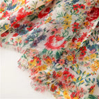 Foulard Printanier en Viscose à imprimé et pompoms