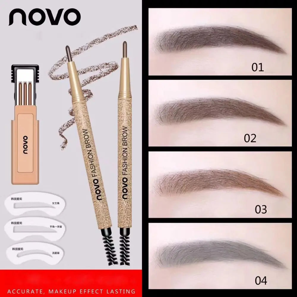 Coffret à Sourcils - Crayon waterproof, 3 recharges & 3 pochoirs