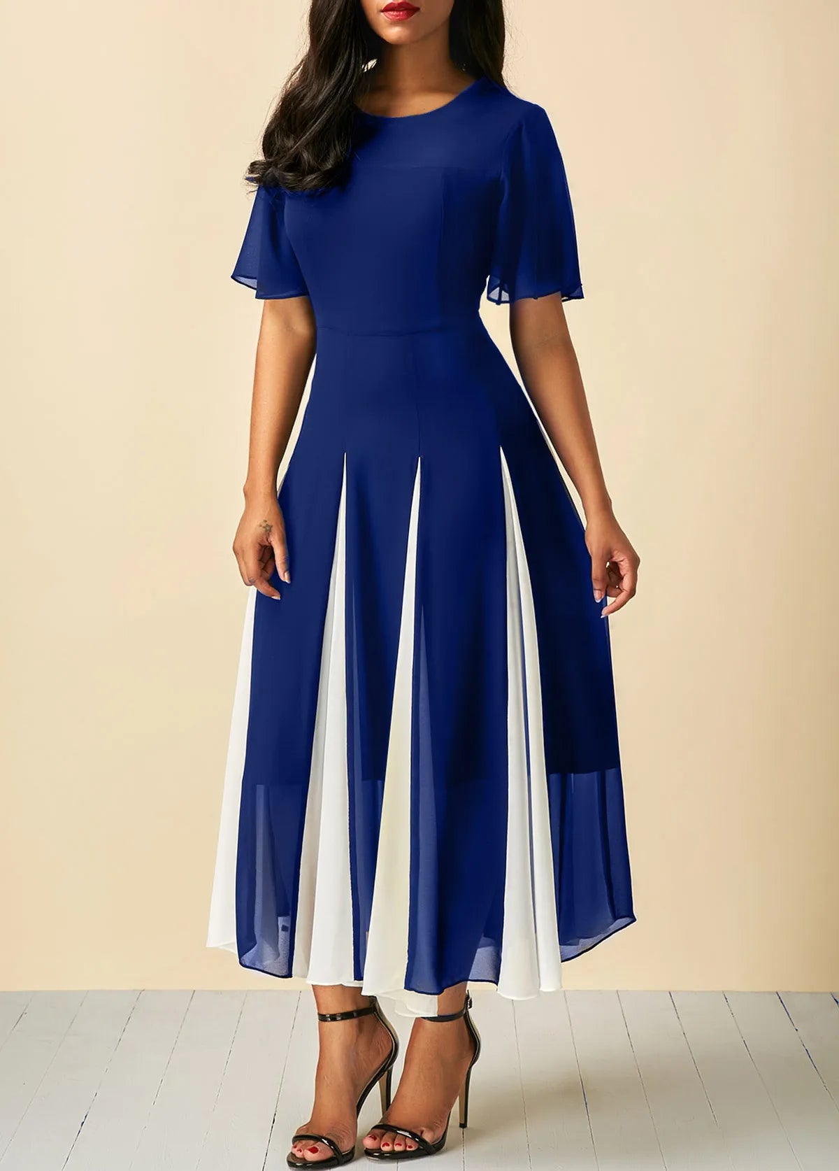 Robe de soirée en mousseline de soie bicolore