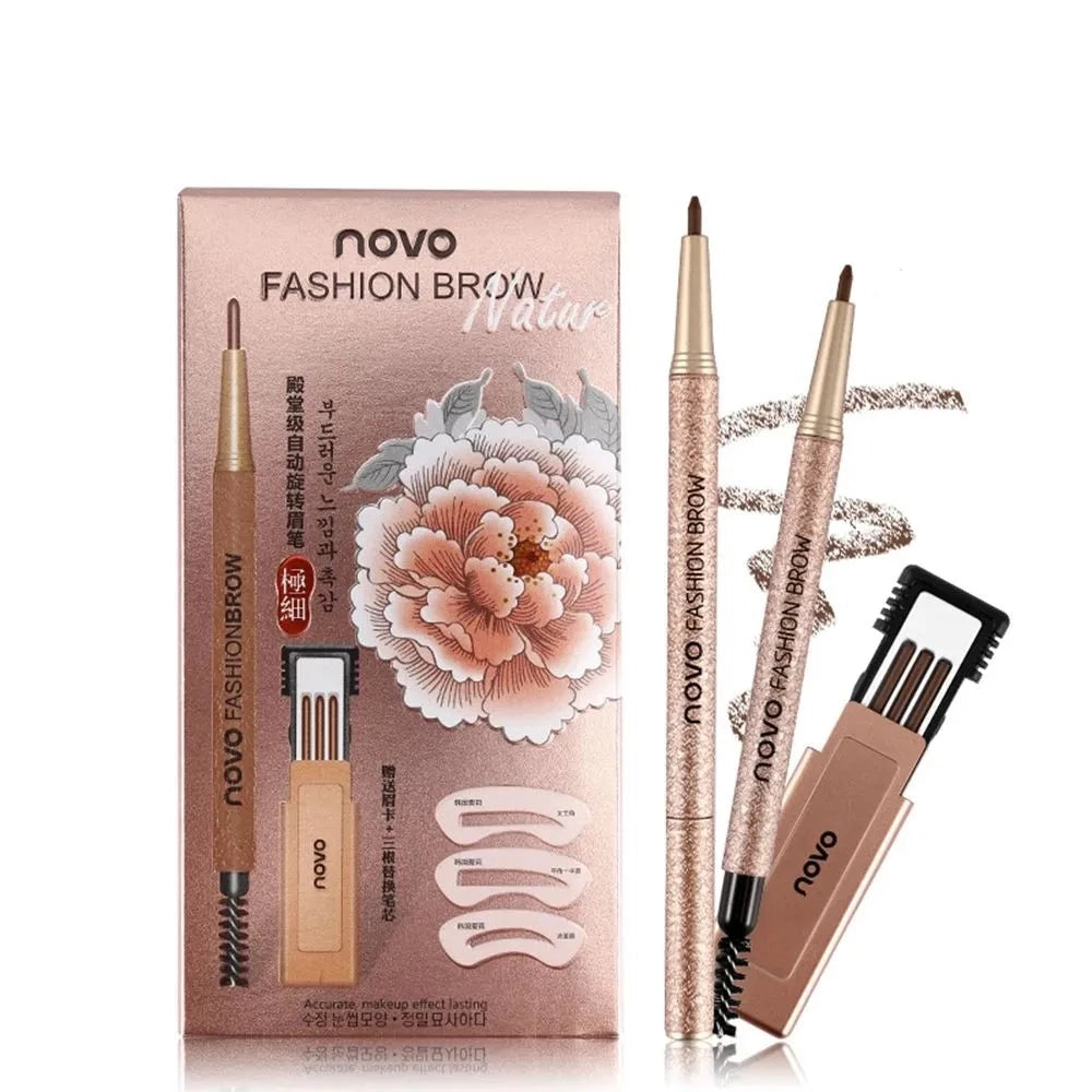 Coffret à Sourcils - Crayon waterproof, 3 recharges & 3 pochoirs