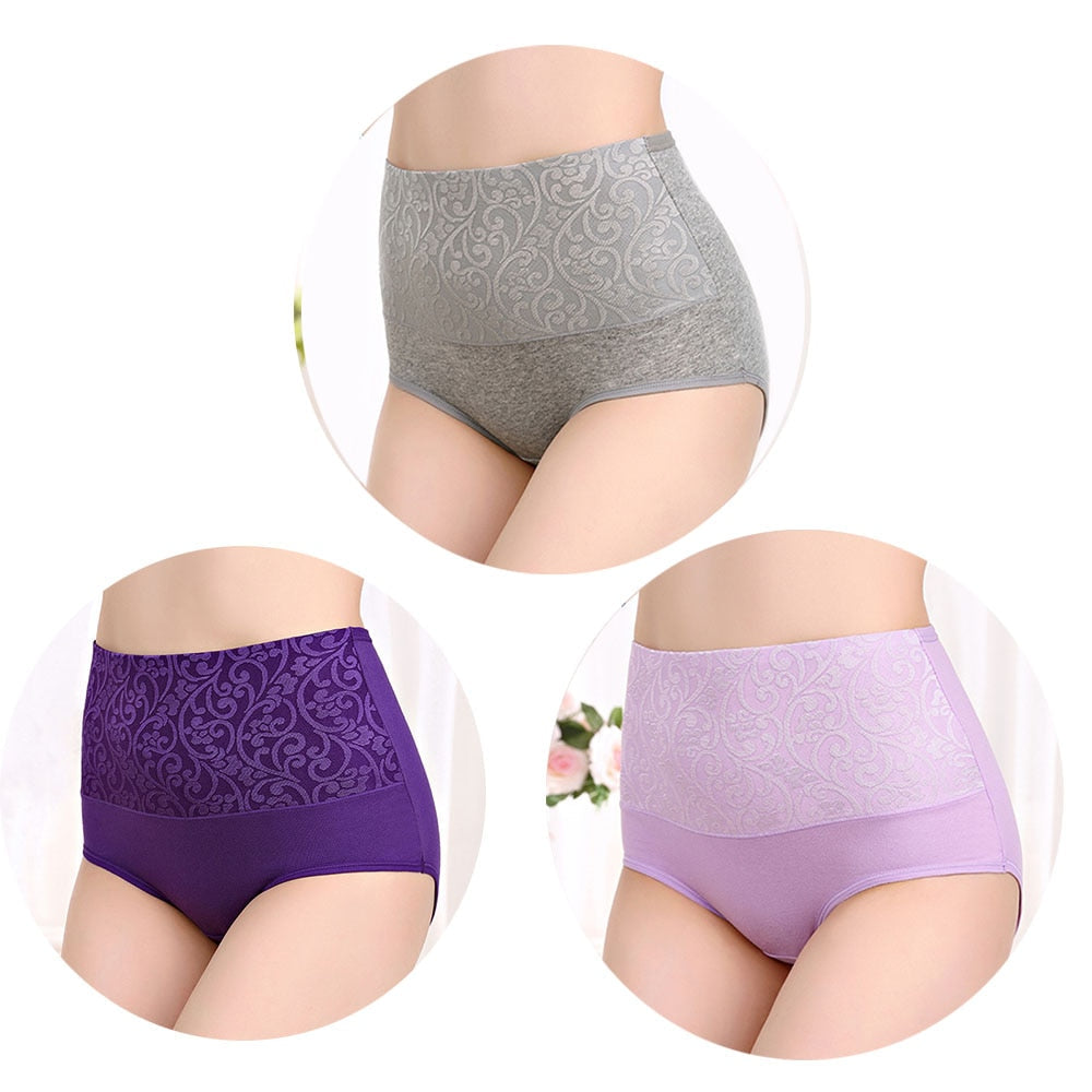 Paquete de 3 braguitas abdominales de algodón para mujer