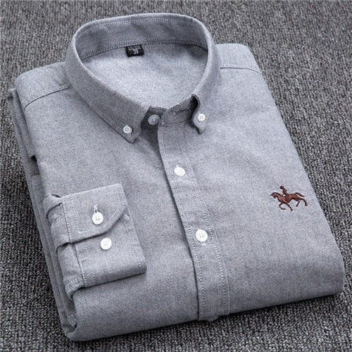 Men's long-sleeve Oxford cotton shirt