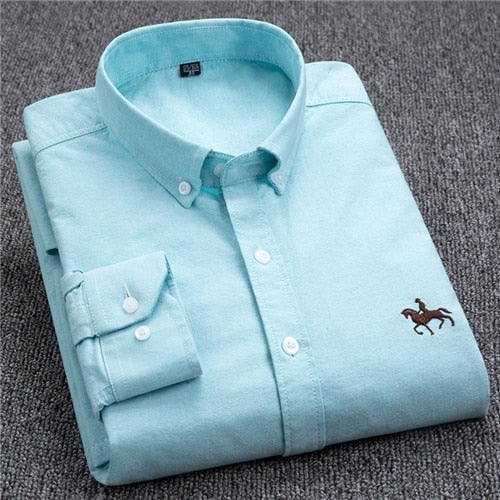 Men's long-sleeve Oxford cotton shirt