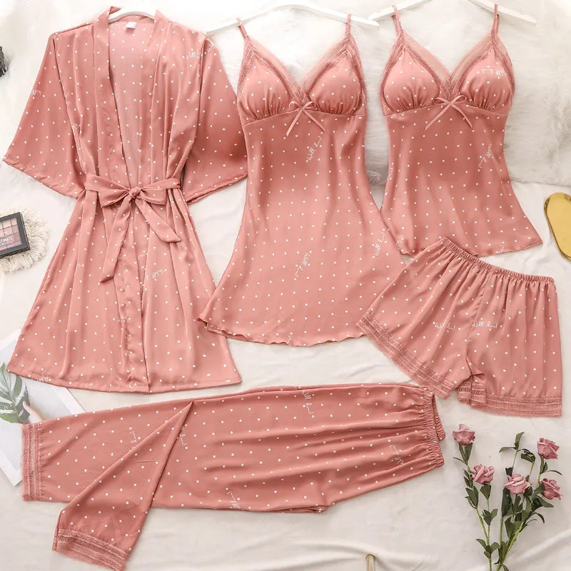 Ensemble de Pyjama 5PCS en satin