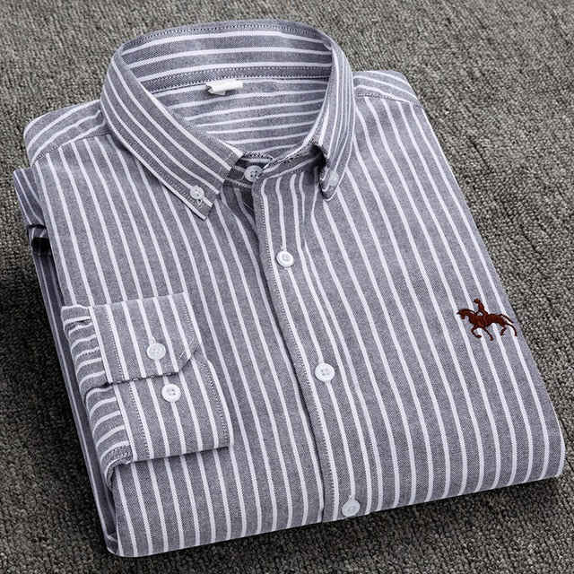 Men's long-sleeve Oxford cotton shirt