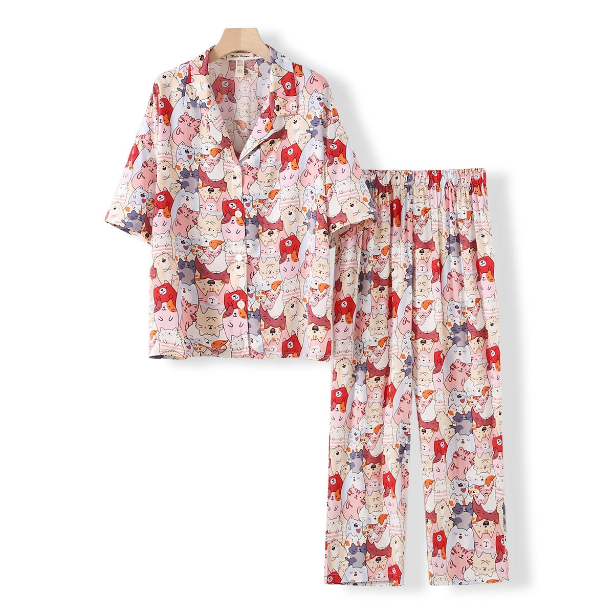 Pyjama Short en Viscose - Motif estival