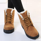 Bottes chaudes d'hiver à lacets en daim avec fourrure