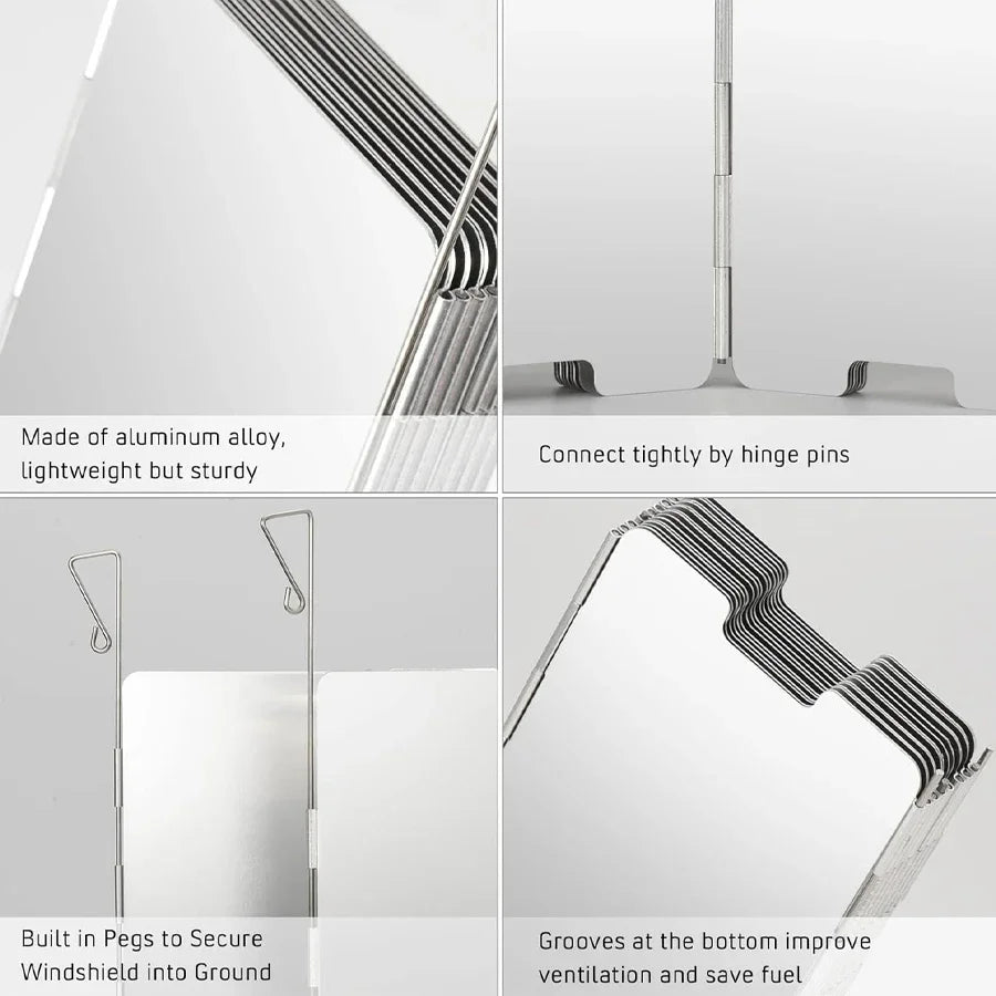 Pare-Vent Pliable en Aluminium de Camping pour Gazinière & BBQ