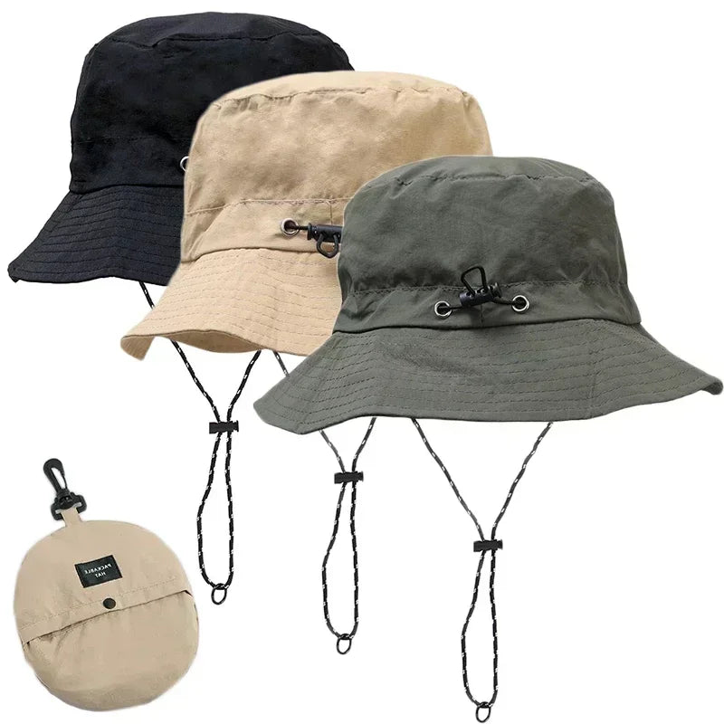 Chapeau de pêcheur à Cordon Pliable Anti-UV & Imperméable