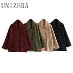 Manteau Classique Court à Grandes Poches Femme