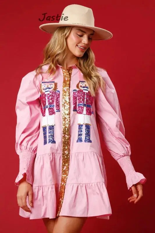 Robe de Noël Casse-noisettes en Sequin à volant