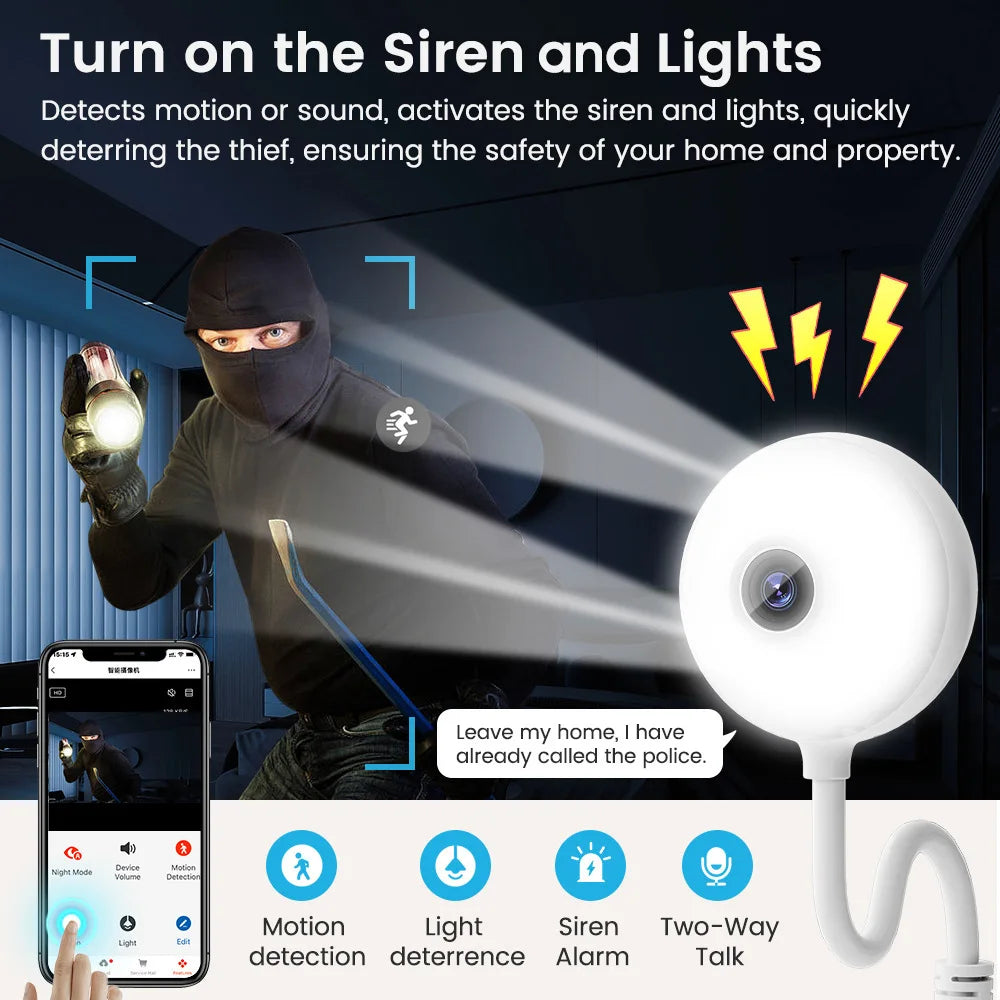 Mini Caméra IP WiFi 5MP Veilleuse USB — Vision Nocturne Intelligente