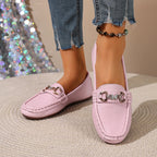 Mocassins Femme en Cuir PU à Bout Rond – Détails Papillon et Semelle Antidérapante
