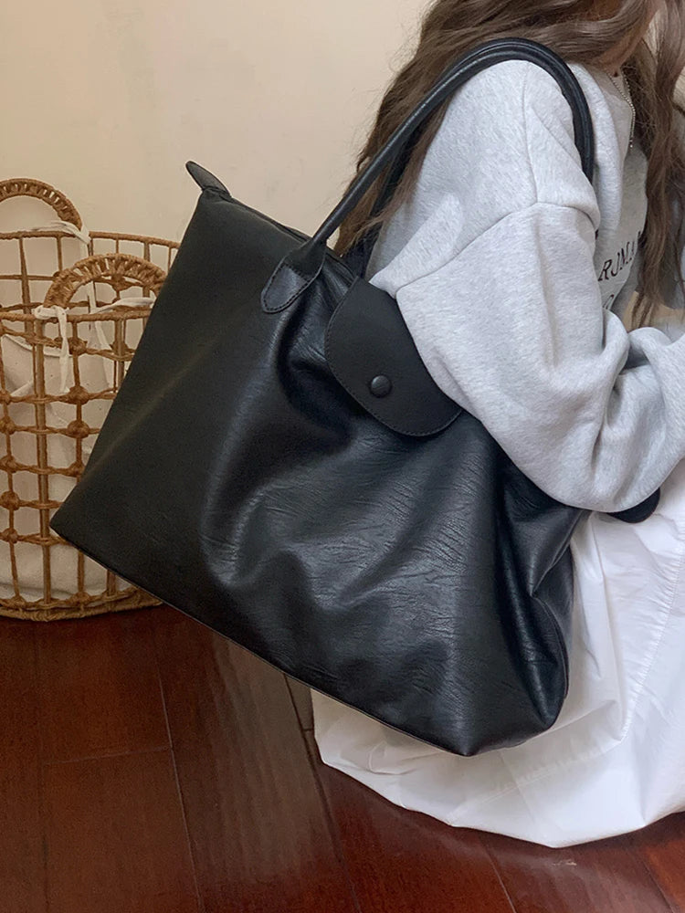 Sac Fourre-Tout Grande Capacité en Cuir PU