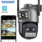 Caméra Surveillance Extérieure connectée PTZ Double Écran 8MP WiFi — Zoom 10X, Détection IA