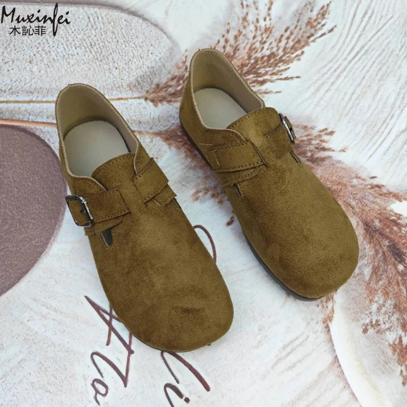 Chaussures Sabots en Daim Antidérapante à Boucle