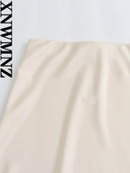 Jupe Midi en Satin taille haute légèrement évasée - 14 Couleurs