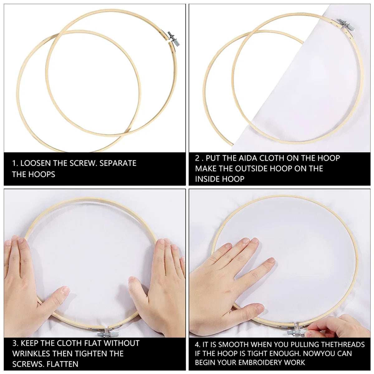 Pratique de point de broderie en Bambou - Kit complet 19 pièces