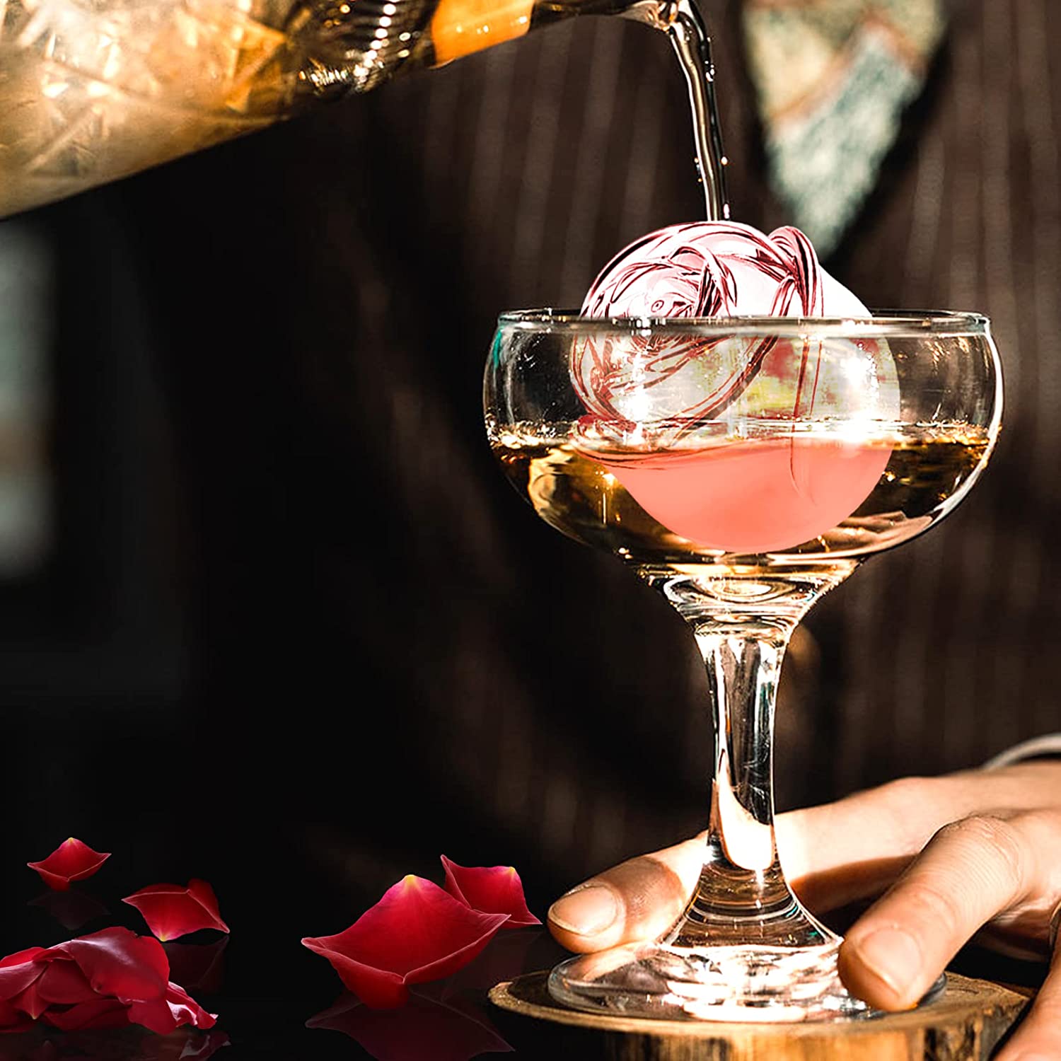 2x Moules en silicone à glaçons en forme de rose 3D