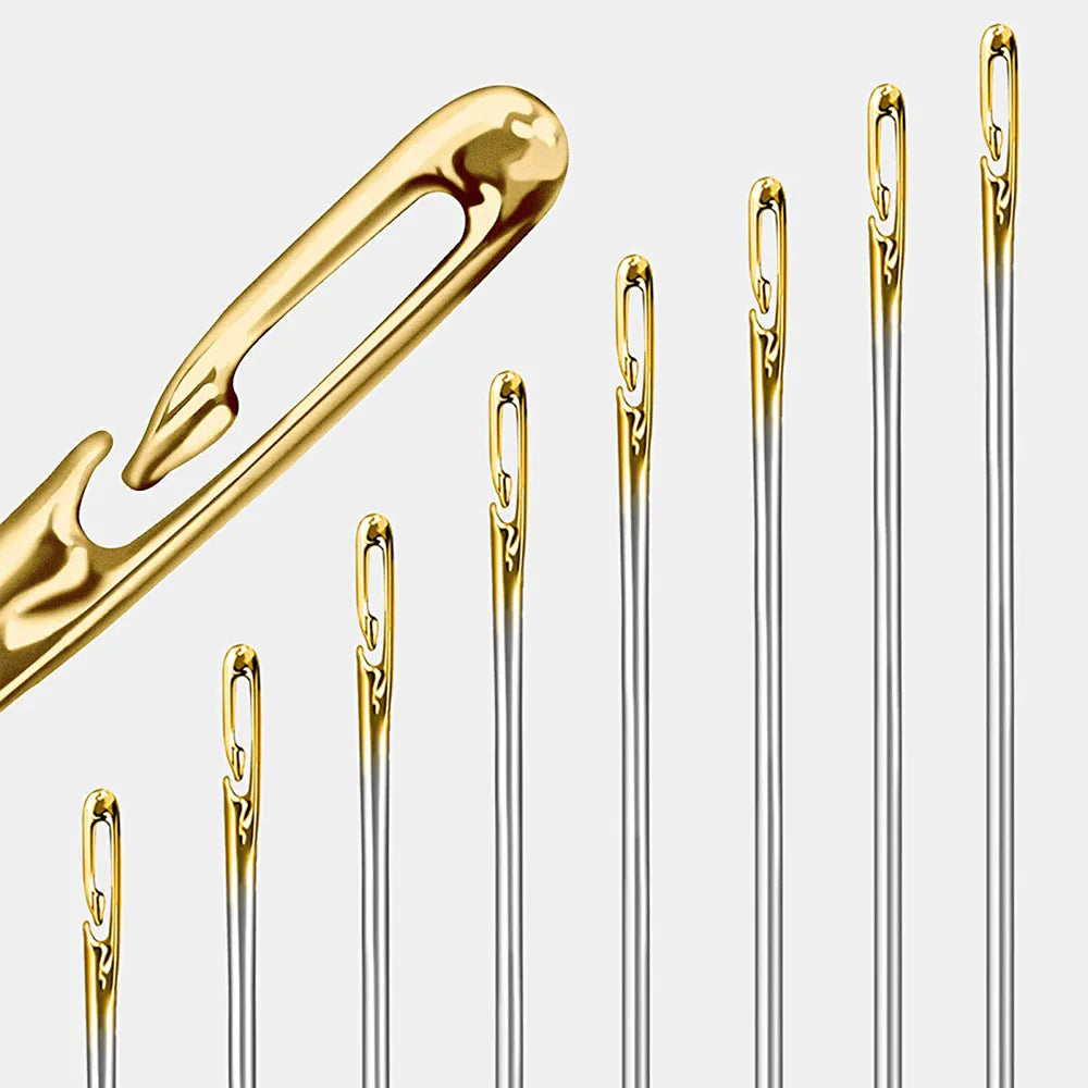 12 aiguilles de couture facile à enfiler - Étui en bois OFFERT