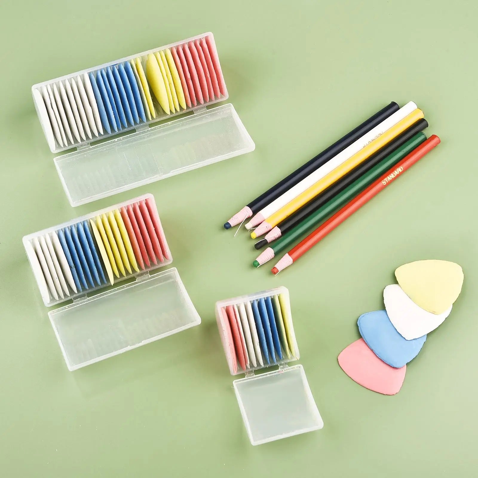 30x Craies + 6x Crayons de Tailleur pour Couture - Pour Marquage de Tissu Effaçable