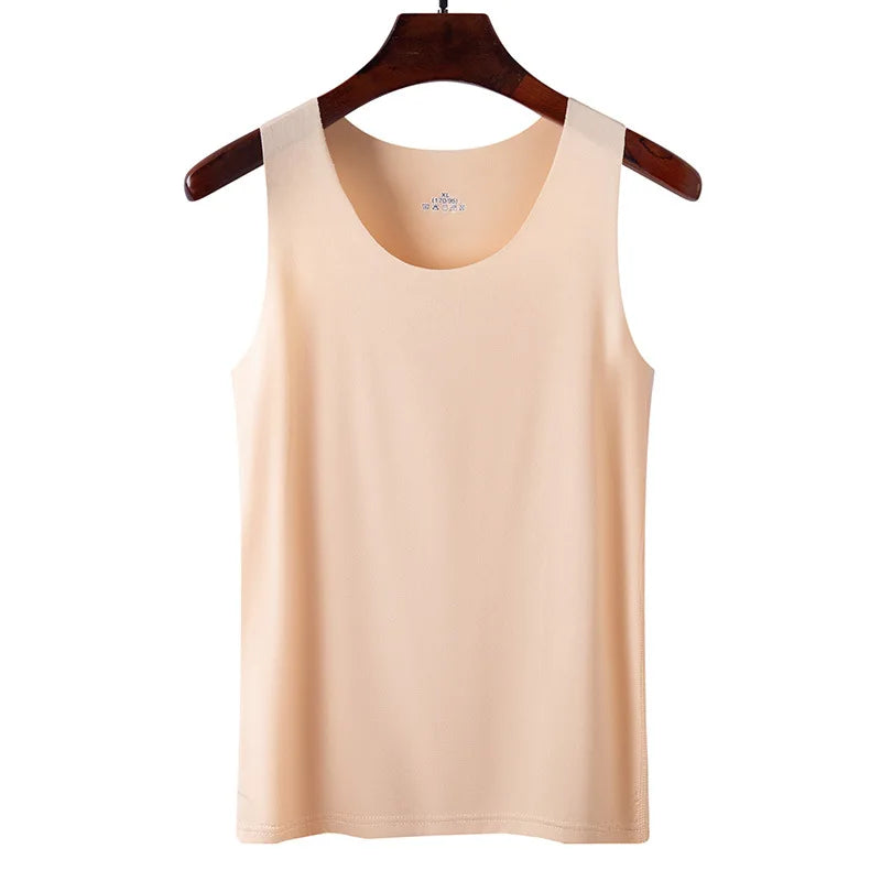 Camiseta sin mangas de seda helada sin costuras, modelo unisex
