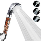 Pommeau de Douche Écologique Haute Pression 3 Jets Relaxants - Recharge Billes OFFERTE