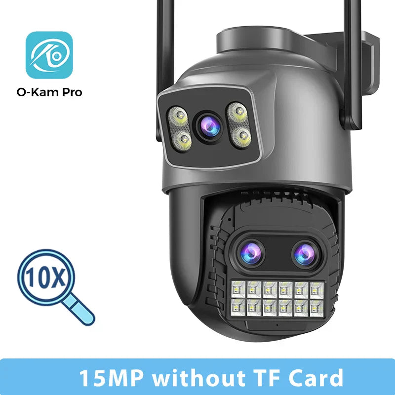 Caméra Surveillance Extérieure connectée PTZ Double Écran 8MP WiFi — Zoom 10X, Détection IA