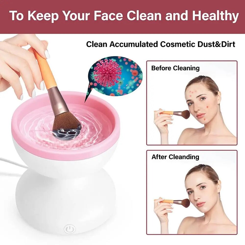 Nettoyeur de pinceaux de maquillage rotatif USB