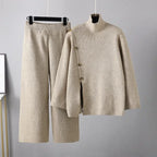 Ensemble Pull Col Montant Fendu et Pantalon Oversize